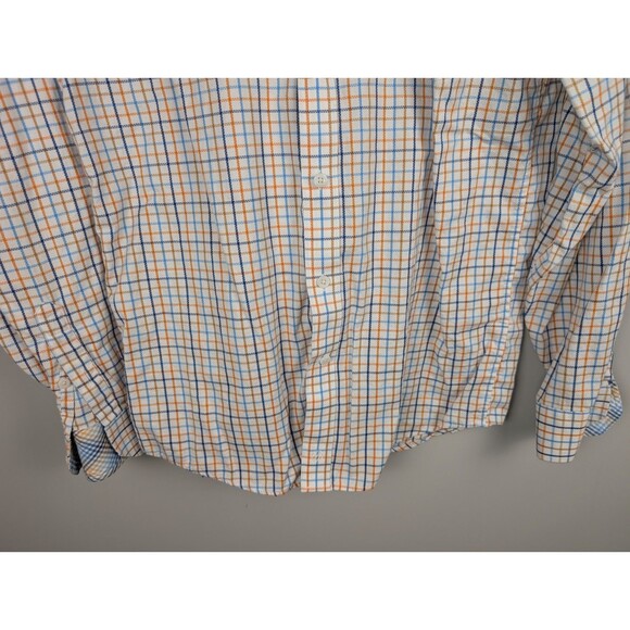 Johnston & Murphy Button Down Shirt Men's M Plaid Orange Blue Long Sleeve Preppy - Picture 5 of 12